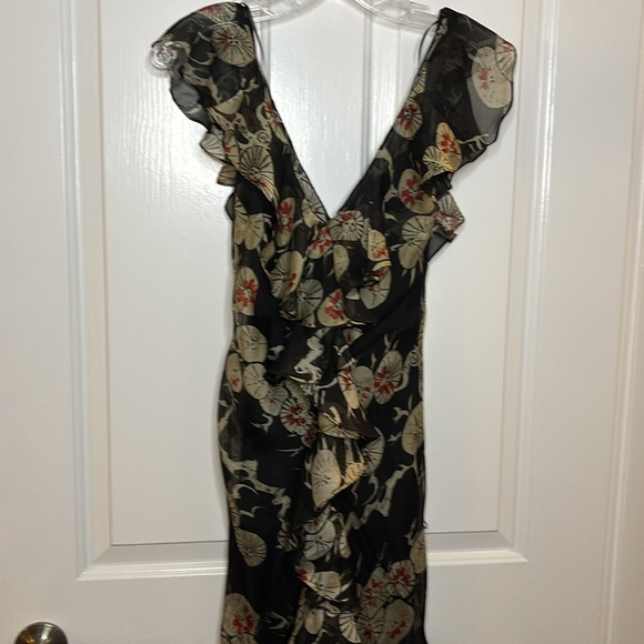 NWT KATE MOSS FOR ZARA black silk floral long dress size small & medium - Picture 3 of 14